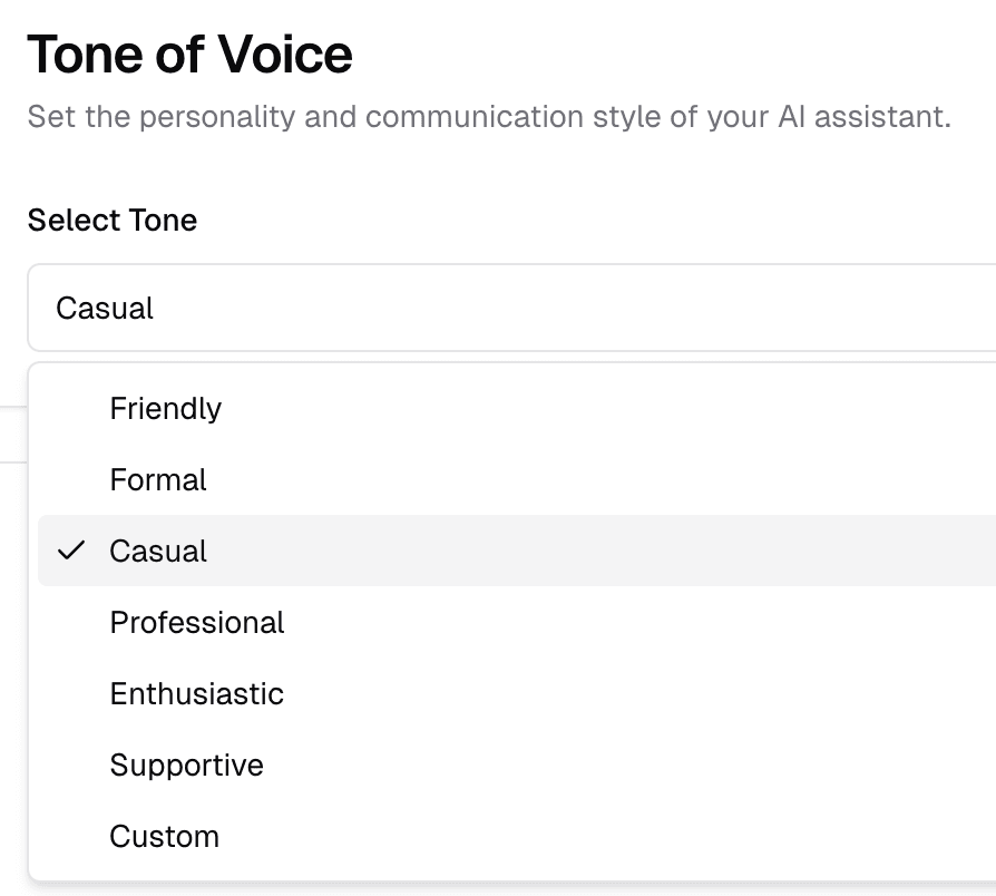 Tone of voice settings